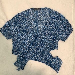 Shein tie front ditsy floral top